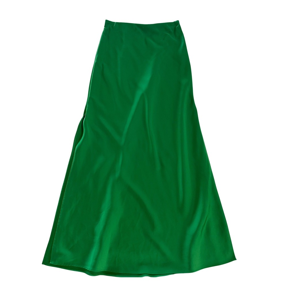 J.Crew Emerald Green Satin Slip Midi Skirt XS